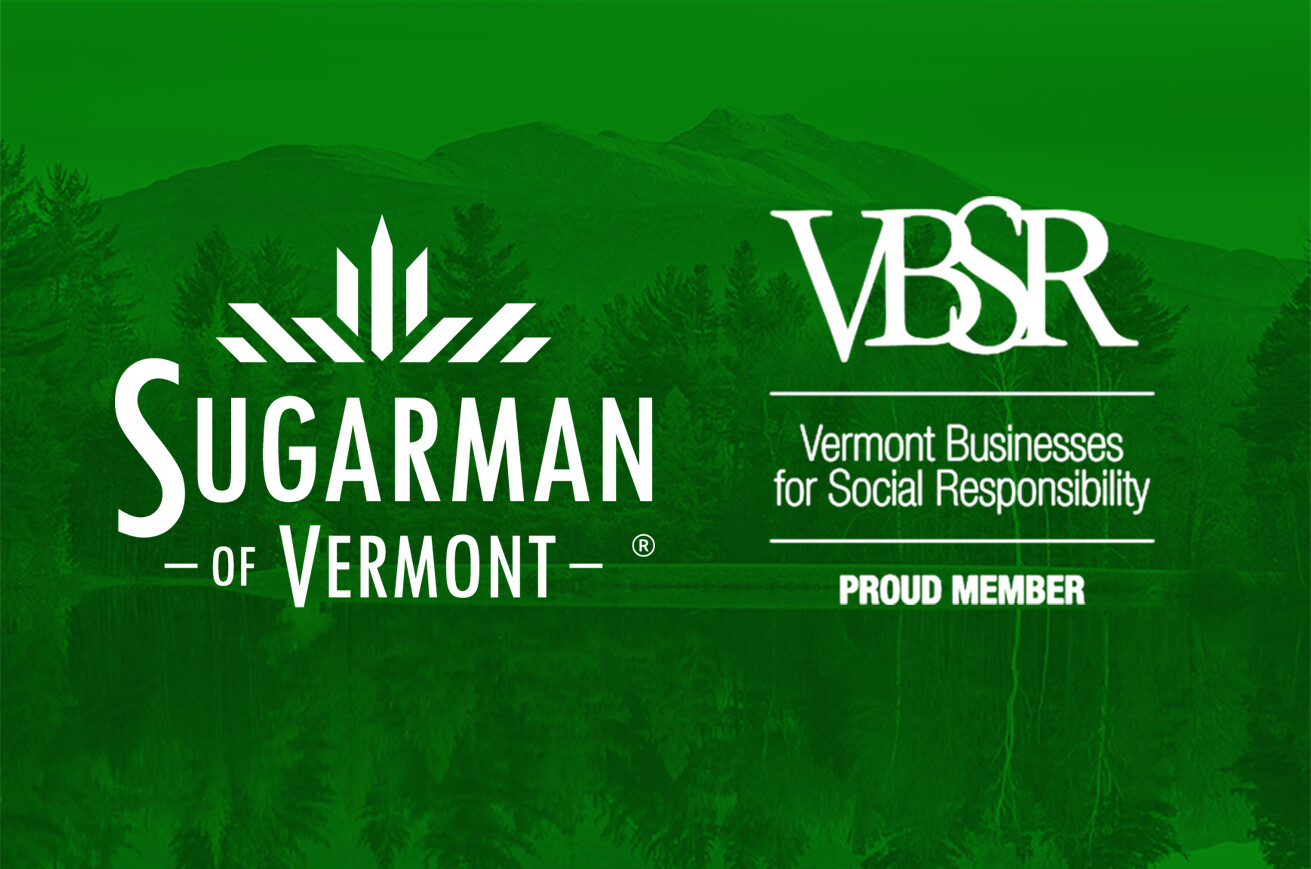 Logo of Sugarman of Vermont with VBSR membership designation on a green background.